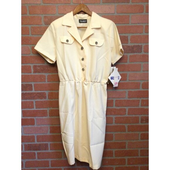 Vintage Tabby of California Shirt Dress 14P Short Sleeve Gathered waist tags - Picture 1 of 10